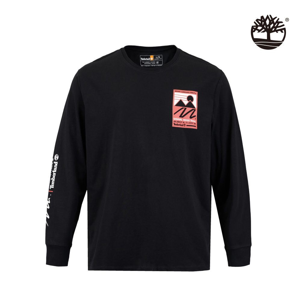 Timberland 中性款黑色背面圖案長袖T恤|A27N4001