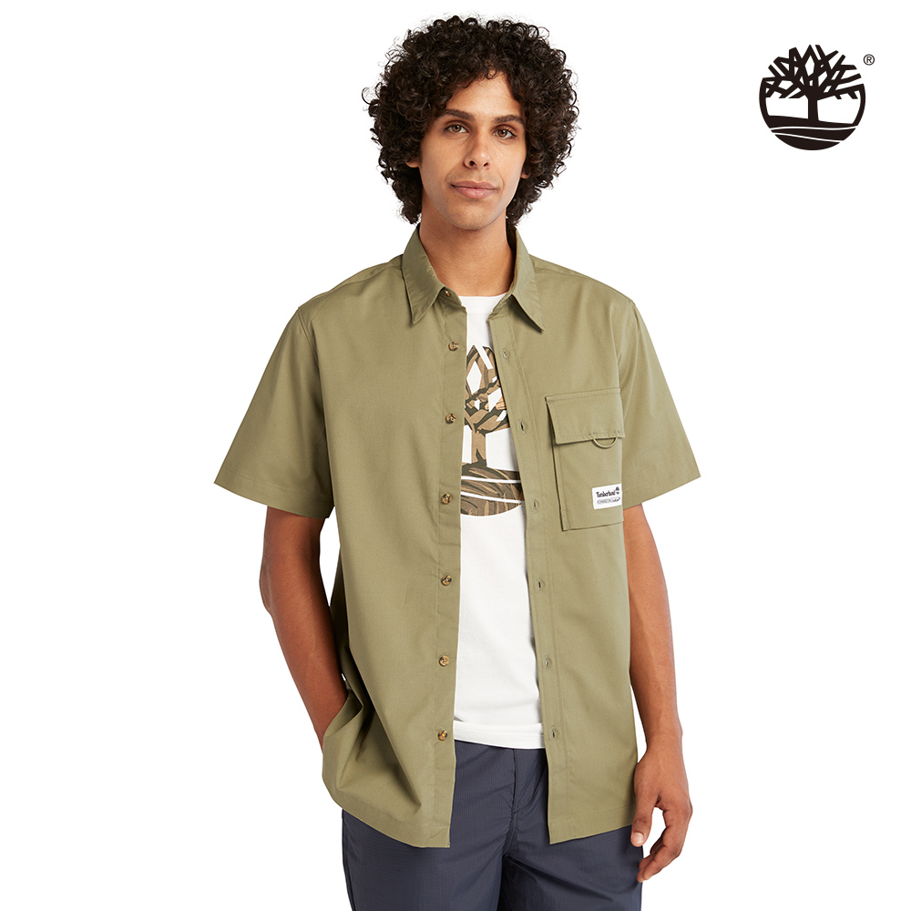 Timberland 男款灰綠色OUTLAST短袖襯衫|A6RCW590