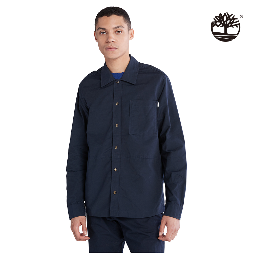 Timberland 男款深藍色Oversized 寬版襯衫外套|A5QRZ433