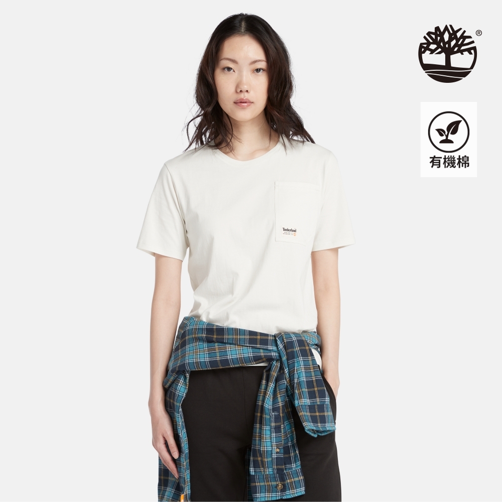 Timberland 女款復古白純棉簡約口袋短袖T恤|A6HNWCM9