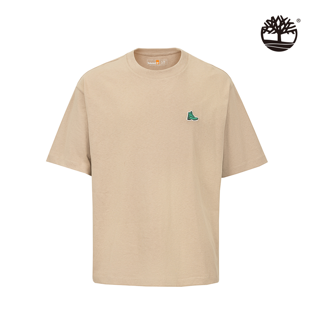 Timberland 中性款棕色刺繡徽標厚磅短袖T恤|A5Z5U269