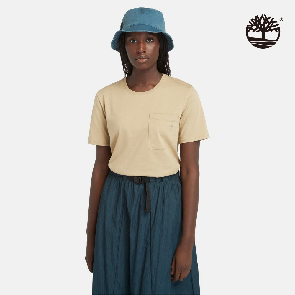 Timberland 女款米色口袋短袖 T 恤|A5NW2DH4