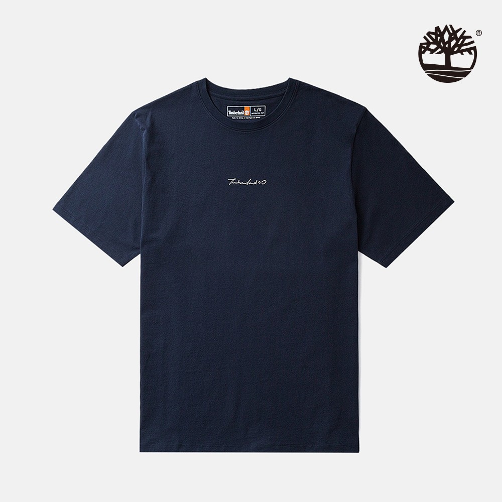 Timberland 中性深寶石藍背後圖案情侶款短袖T恤|A66BB433