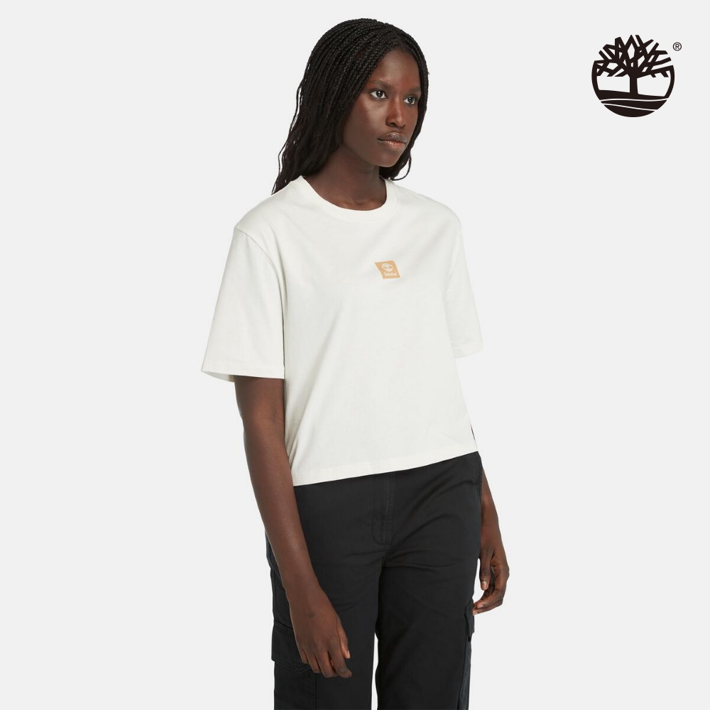 Timberland 女款復古白短袖休閒 T 恤|A5RZXCM9