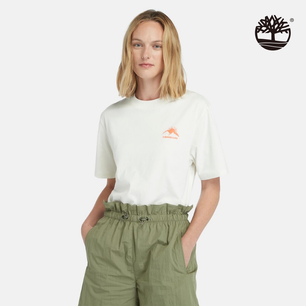 Timberland 女款復古白標語圖案短袖 T 恤|A5VTBCM9
