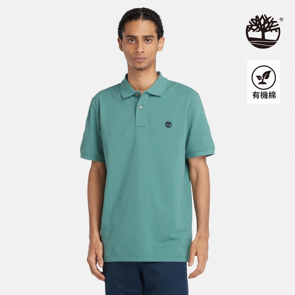 Timberland 男款藍綠色休閒短袖 Polo 衫|A62T5CL6