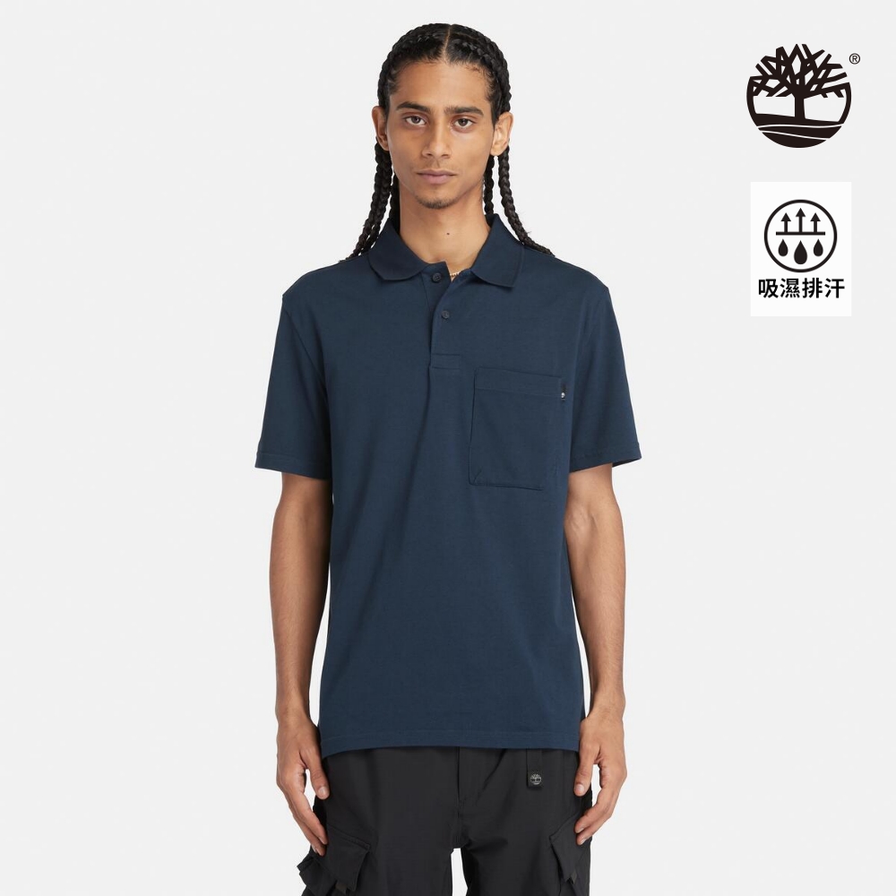 Timberland 男款深寶石藍 TimberCHILL™ 涼爽科技抗UV 短袖 Polo衫|A6427433