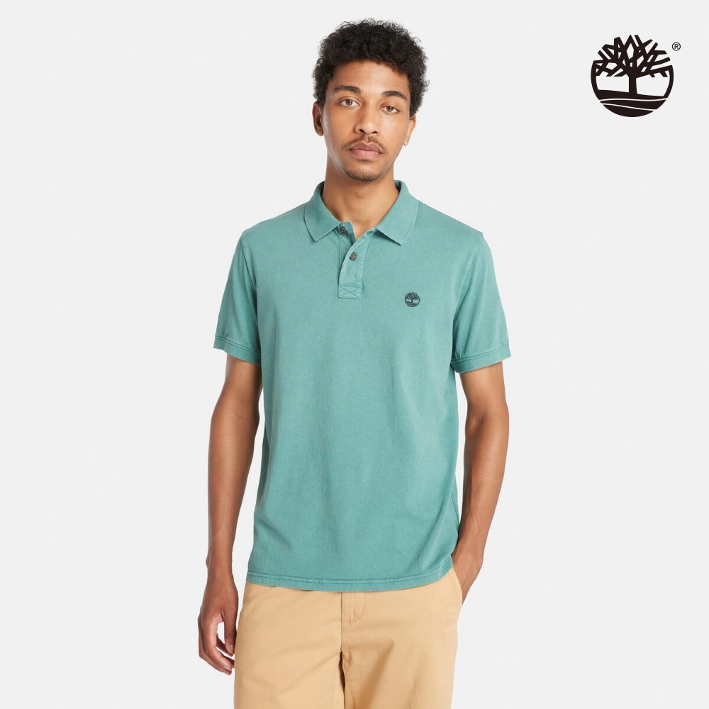 Timberland 男款藍綠色休閒短袖 Polo 衫|A6R29CL6