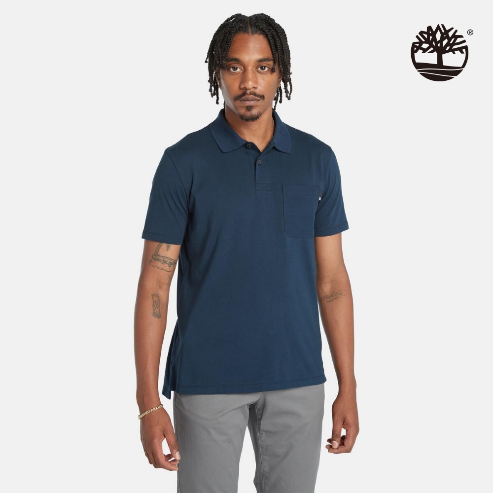 Timberland 男款深寶石藍口袋Polo衫|A5QJ6433