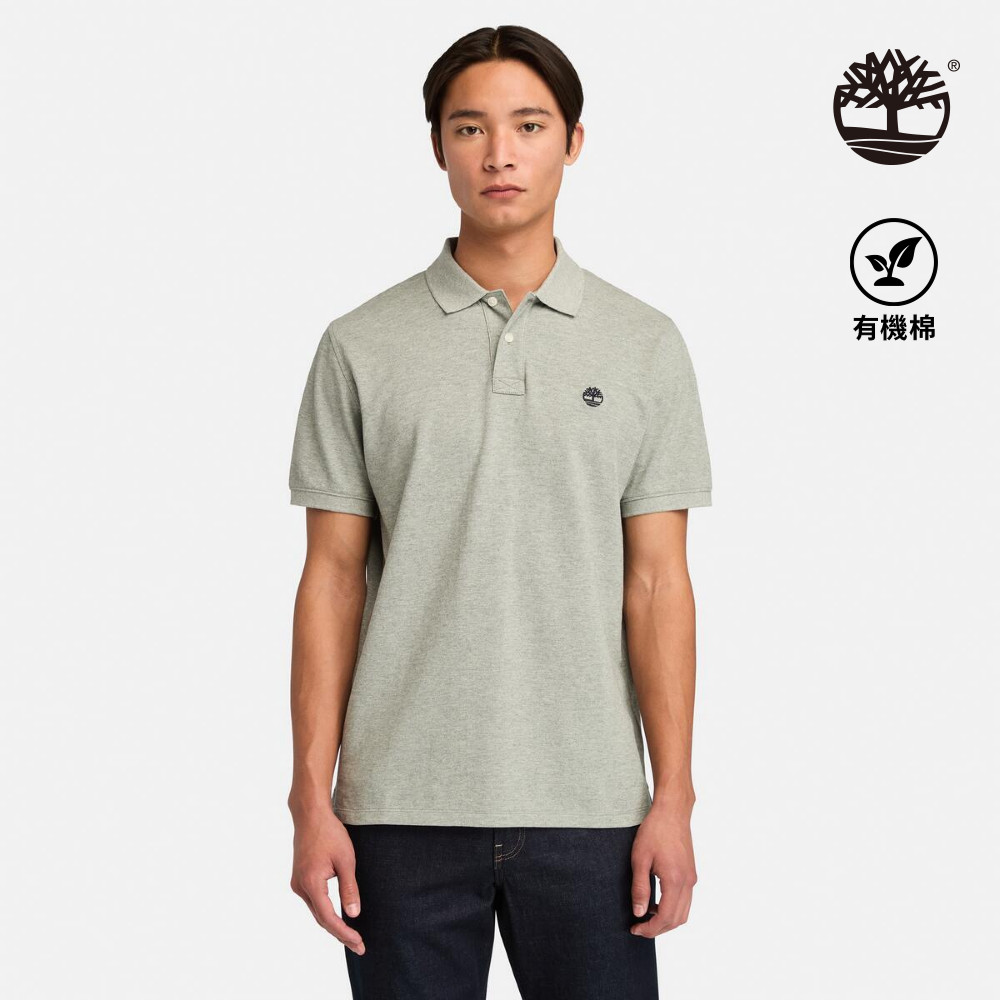 Timberland 男款灰色休閒短袖POLO衫|A6943052