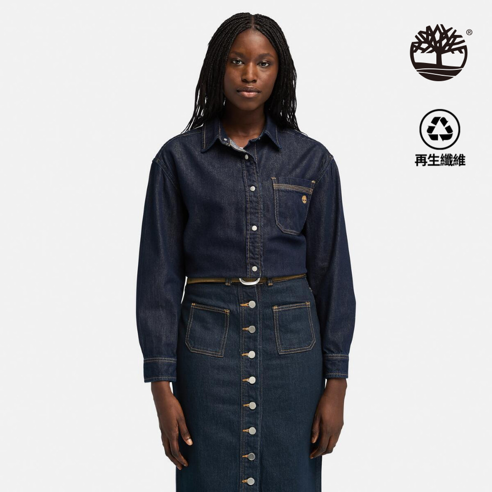 Timberland 女款深牛仔藍天絲™牛仔襯衫|A5ZP3B71