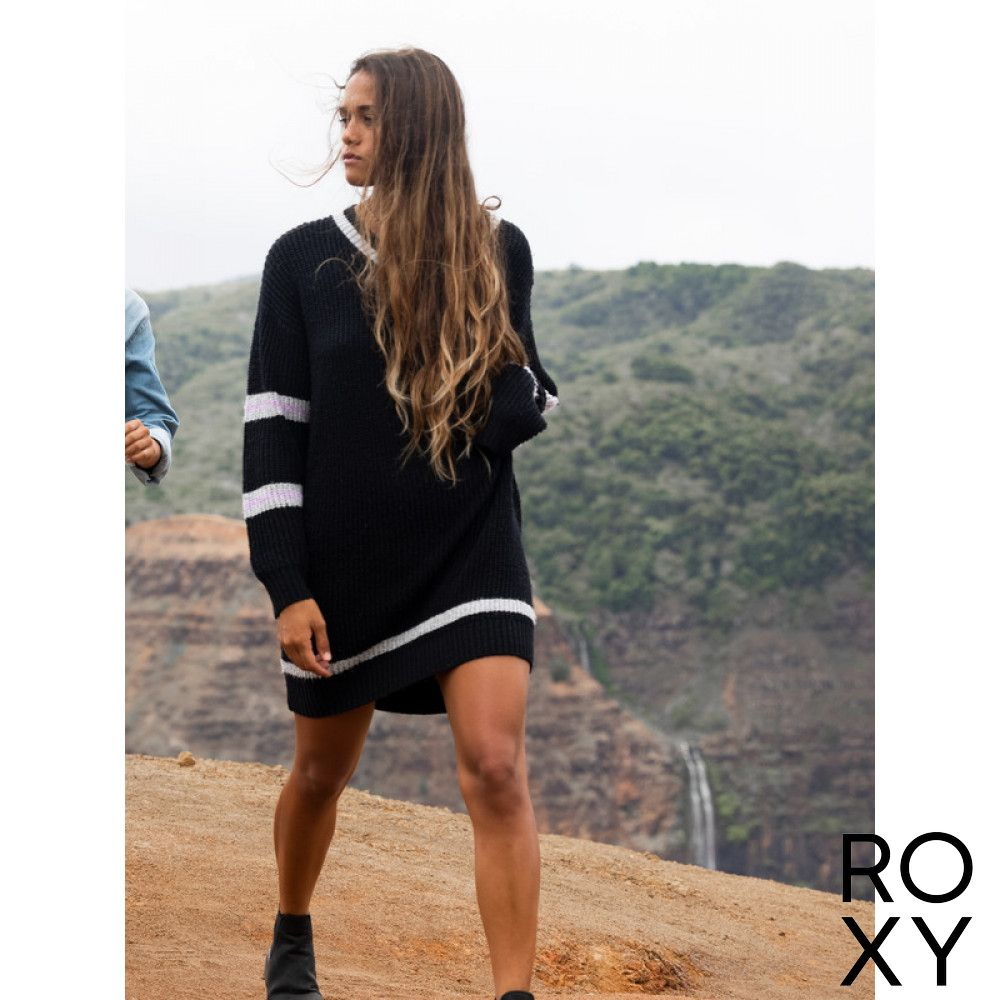 【ROXY】ROSE MOOD 針織洋裝 黑色