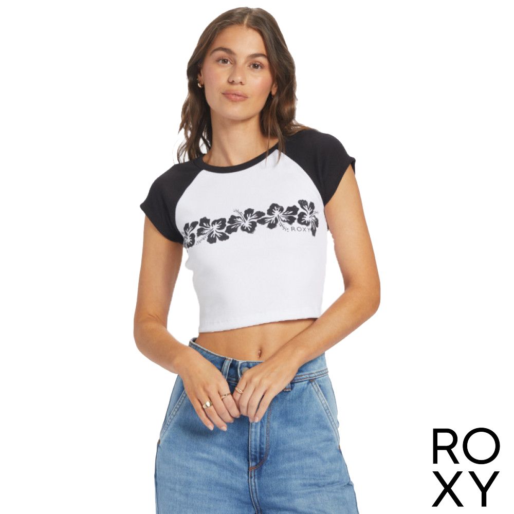 【ROXY】LEI STRIPE CRBT 短袖T恤 黑色