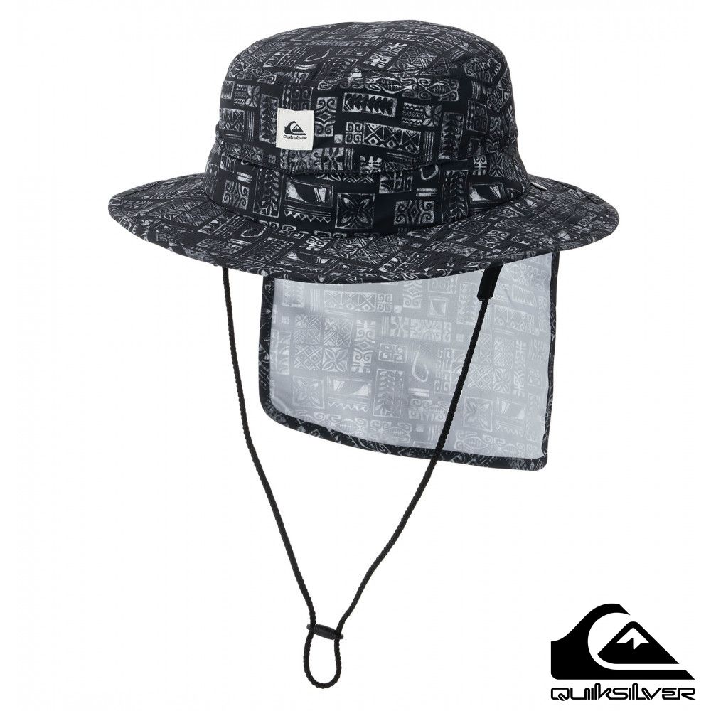 【QUIKSILVER】UV WATER HAT PRT 戶外運動帽 黑色