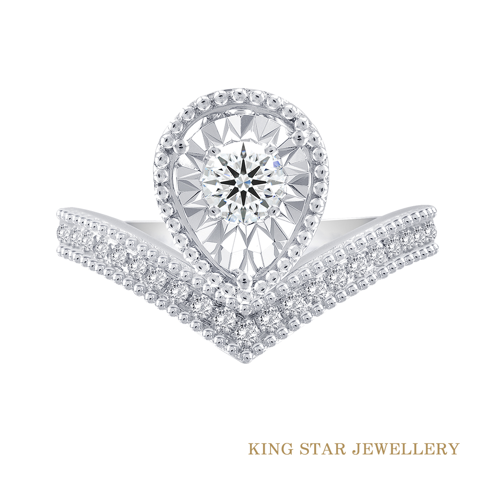King Star 女王30分鑽石18K金戒指(二克拉的視覺效果)