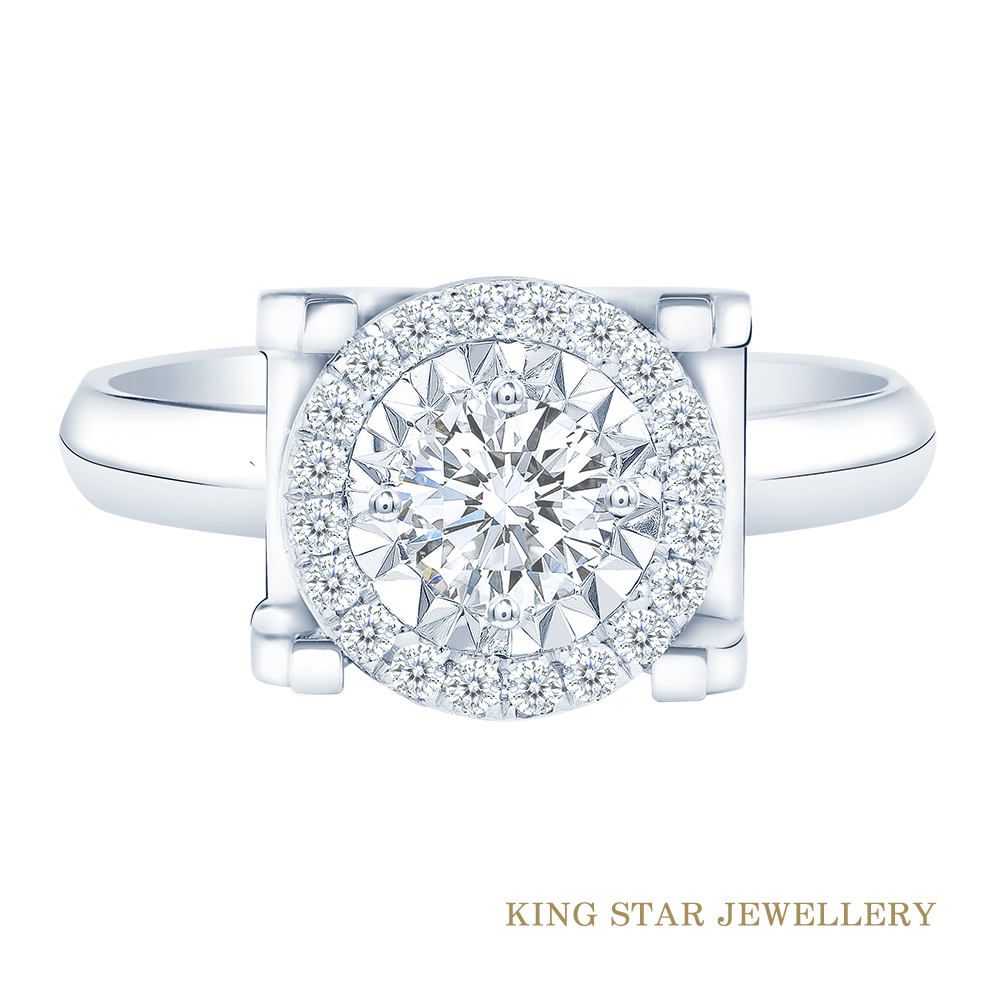 King Star 30分最白D color /3 Excellent極優 八心八箭 鑽石14K金戒指(率真款式)