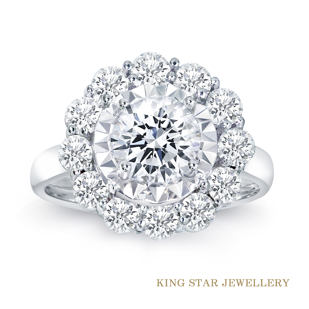 King Star 一克拉 最白D color /3 Excellent極優 八心八箭花環18K金鑽石戒指