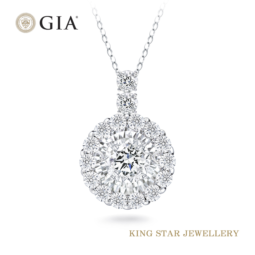 King Star GIA一克拉豪華閃耀靈動18K金鑽石項墜(最白D color /視覺效果超越10克拉)
