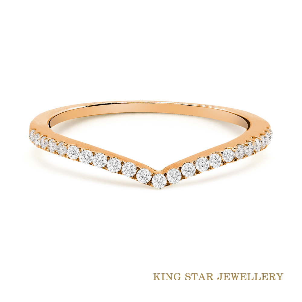 King Star 簡約鑽石18K玫瑰金線戒(時尚配戴款)