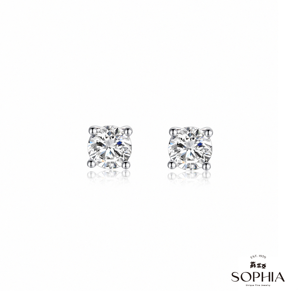 SOPHIA 蘇菲亞珠寶 - 經典四爪 0.20克拉 14K白金 鑽石耳環