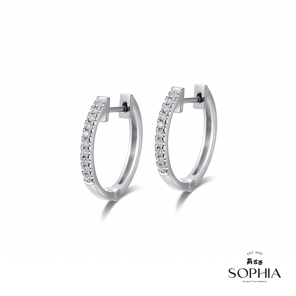 SOPHIA 蘇菲亞珠寶 - 圍繞 14K白金 鑽石耳環