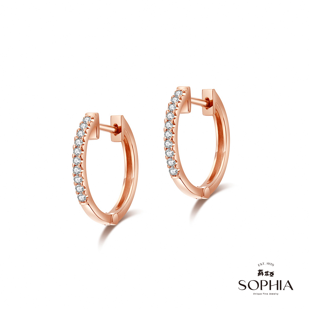 SOPHIA 蘇菲亞珠寶 - 圍繞 14K玫瑰金 鑽石耳環