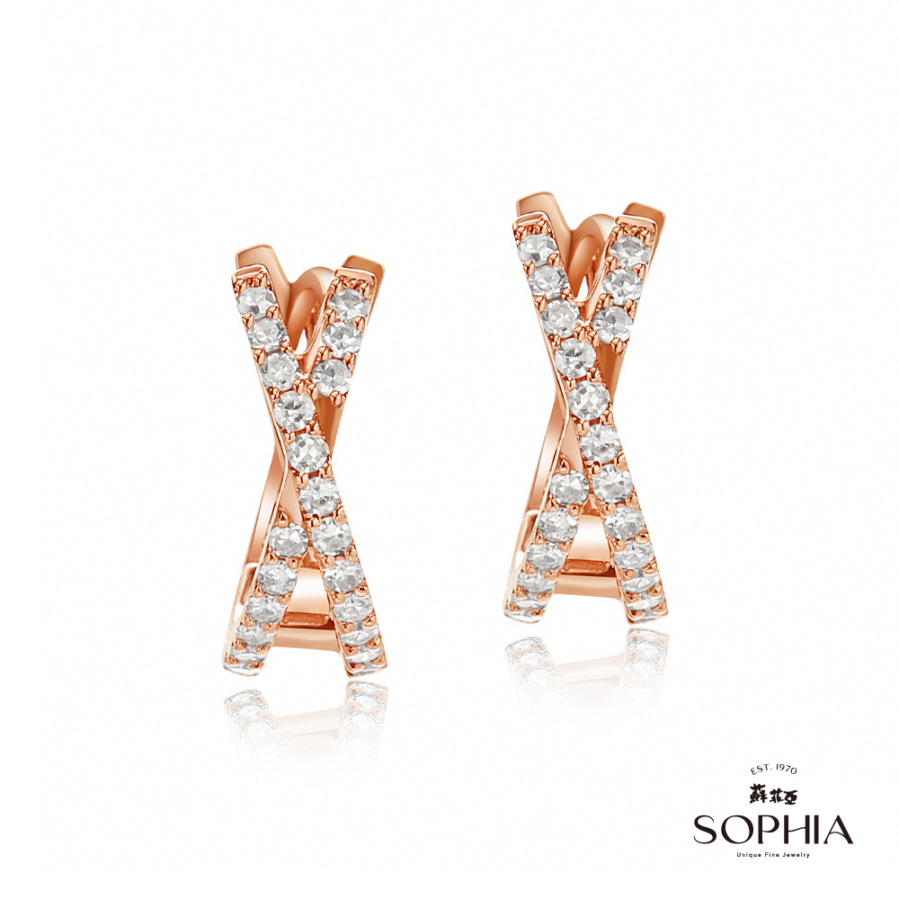 SOPHIA 蘇菲亞珠寶 - 安吉莉娜 14K玫瑰金 鑽石耳環