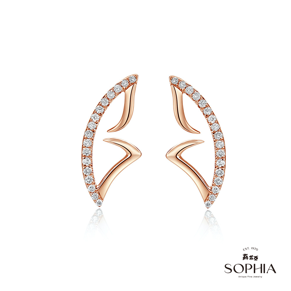 SOPHIA 蘇菲亞珠寶 - 愛的羽翼 14K玫瑰金 鑽石耳環