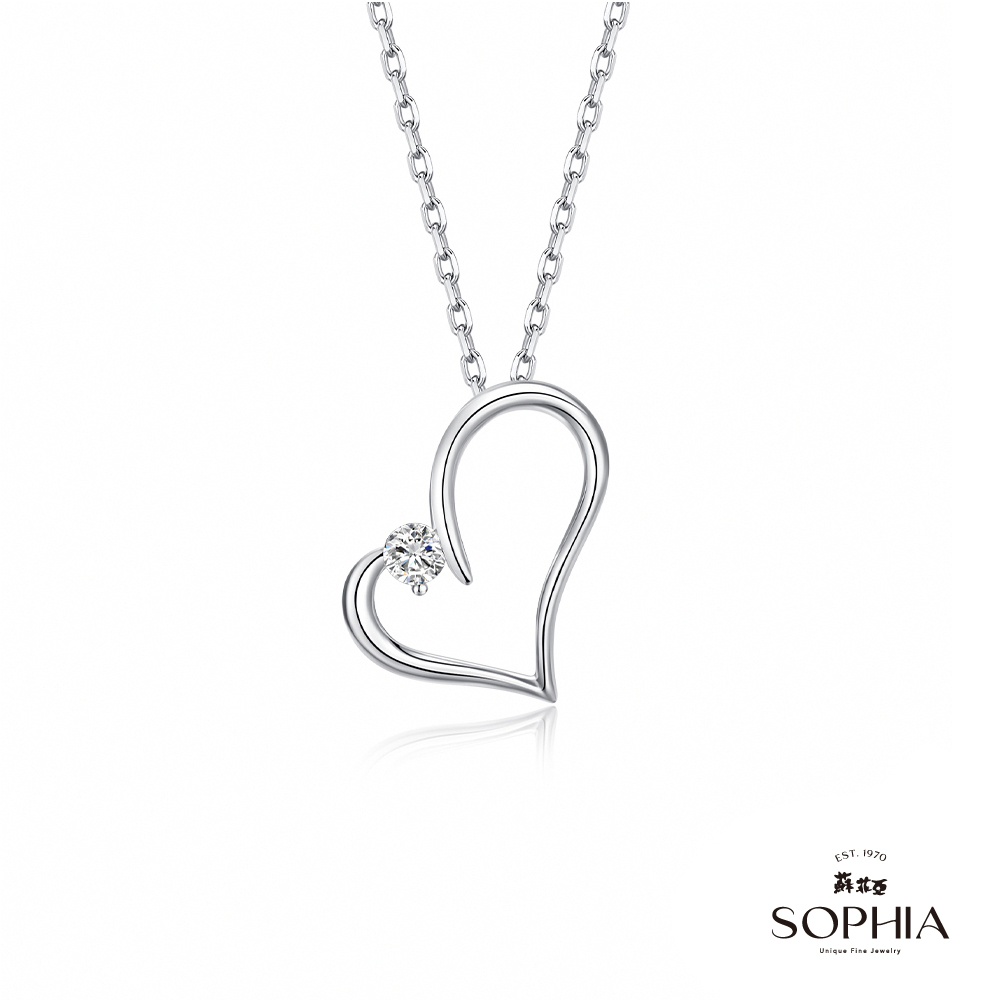 SOPHIA 蘇菲亞珠寶 - 甜心 14K白金 鑽石項鍊