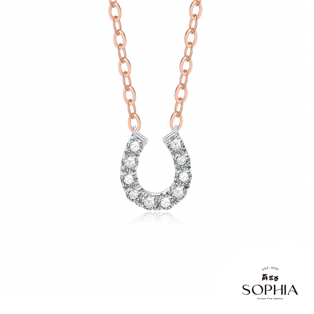 SOPHIA 蘇菲亞珠寶 - 水滴之心 14K雙色(玫瑰金+白金) 鑽石項鍊