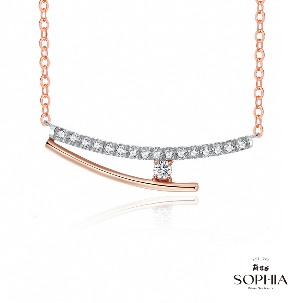 SOPHIA 蘇菲亞珠寶 - 一見鍾情 14K雙色(玫瑰金+白金) 鑽石項鍊
