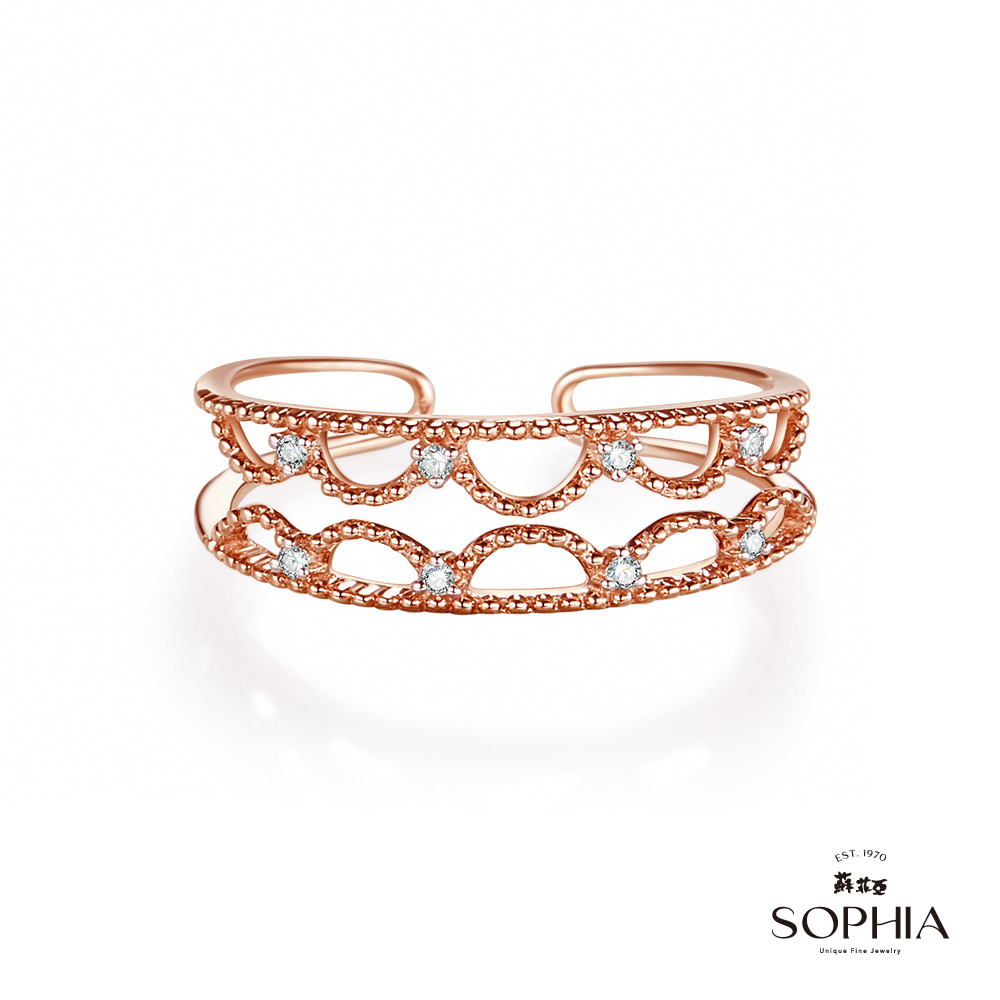 SOPHIA 蘇菲亞珠寶 - Romantic系列 星網鑽石C型 9K玫瑰金 鑽石戒指