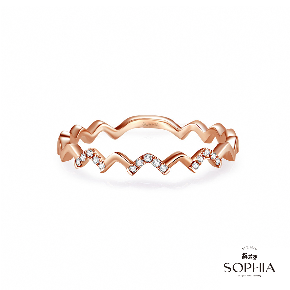 SOPHIA 蘇菲亞珠寶 - 波浪造型 14K玫瑰金 鑽石戒指
