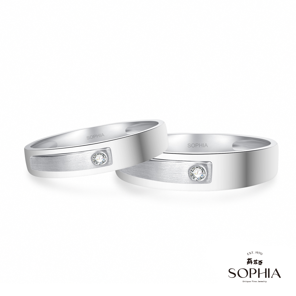 SOPHIA 蘇菲亞珠寶 - 摩登時代系列二 14K白金 鑽石對戒