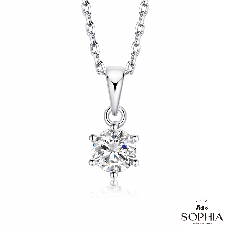 SOPHIA 蘇菲亞珠寶 - 經典六爪 0.30克拉 18K白金 鑽石項鍊
