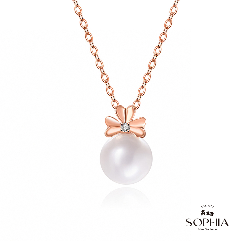 SOPHIA 蘇菲亞珠寶 - 幸運草珍珠 7.25mm 14K玫瑰金 珍珠項鍊