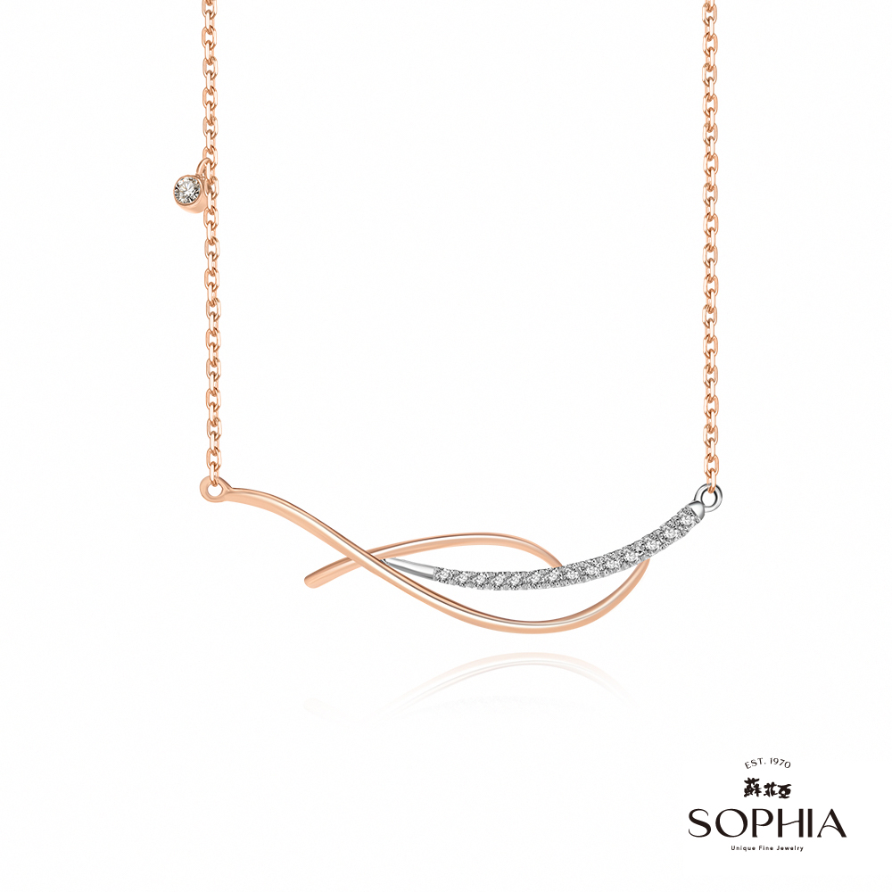 SOPHIA 蘇菲亞珠寶 - 流線雙色 14K(玫瑰金+白金) 鑽石項鍊