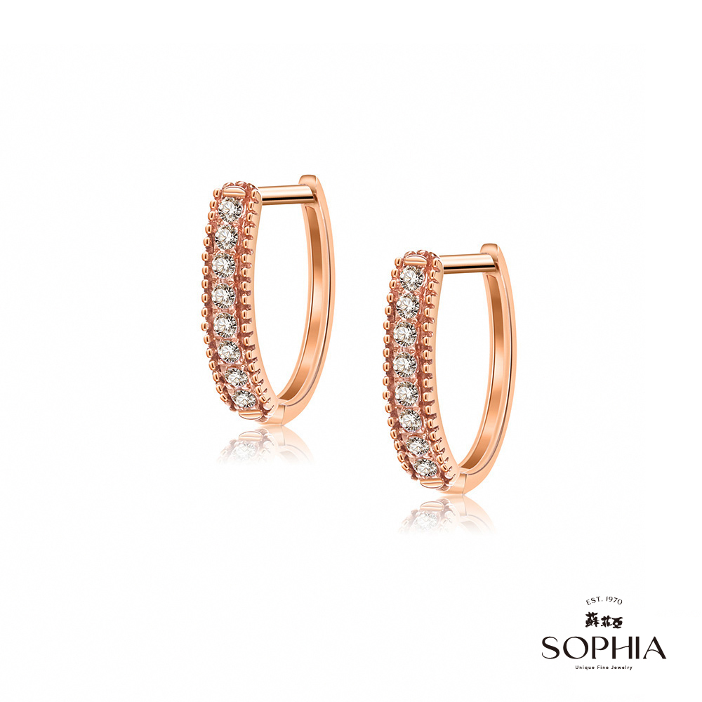 SOPHIA 蘇菲亞珠寶 - 雙D造型 14K玫瑰金 鑽石耳環