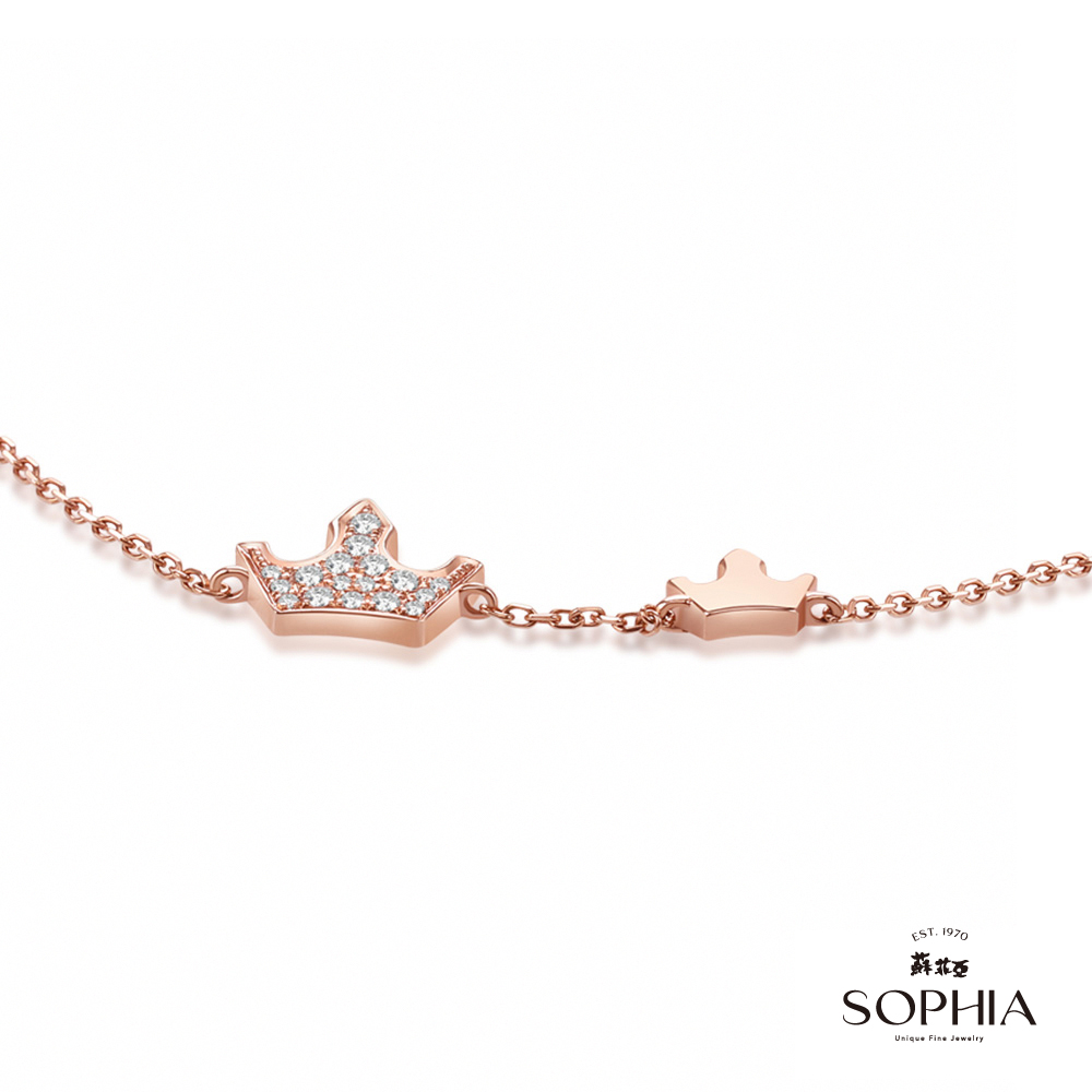 SOPHIA 蘇菲亞珠寶 - 小皇冠 14K玫瑰金 鑽石手鍊