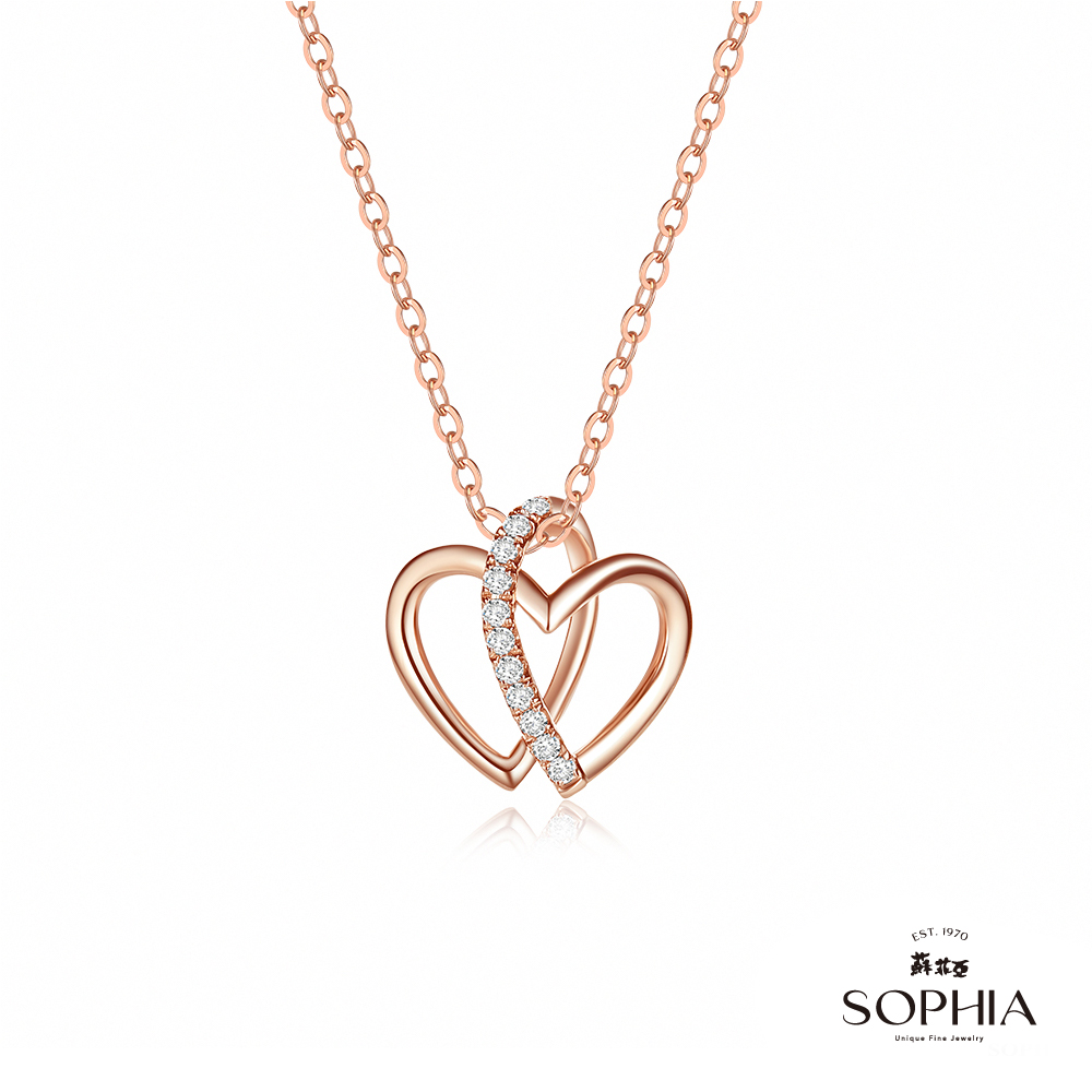 SOPHIA 蘇菲亞珠寶 - 心心相惜 14K玫瑰金 鑽石項鍊