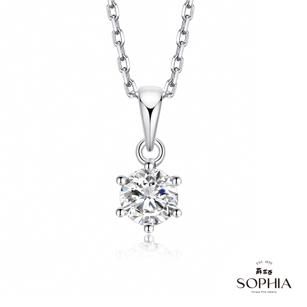 SOPHIA 蘇菲亞珠寶 - 經典六爪 0.20ct 18K白金 鑽石項鍊
