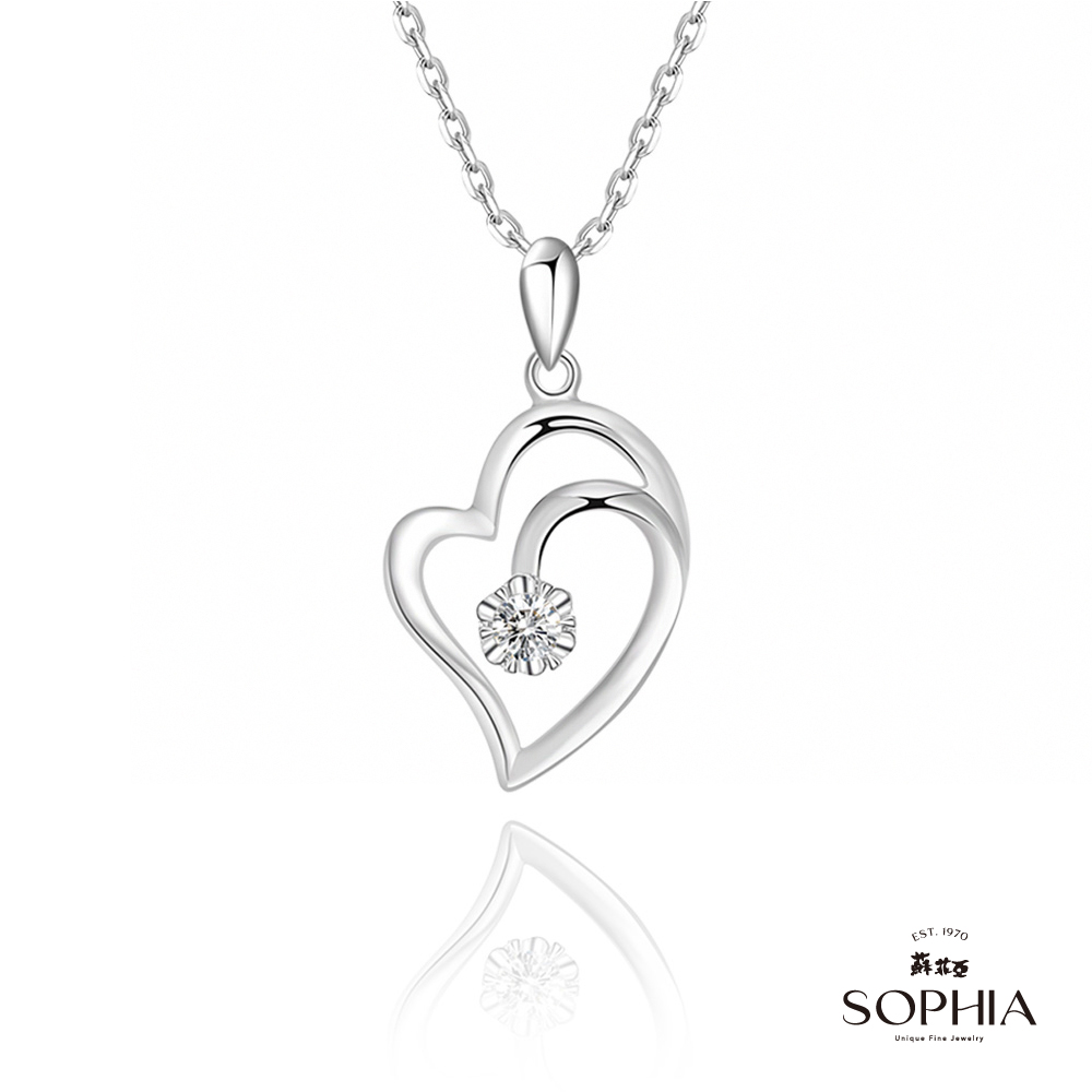 SOPHIA 蘇菲亞珠寶 - 愛戀心鑽 0.20克拉 18K白金 鑽石項鍊
