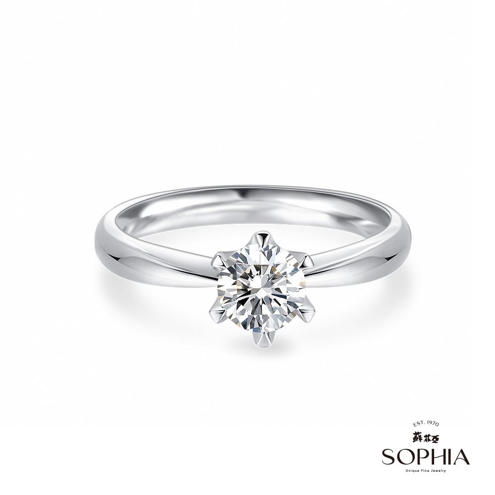 SOPHIA 蘇菲亞珠寶 - 經典六爪 GIA 0.50克拉D_SI1 18K白金 鑽石戒指