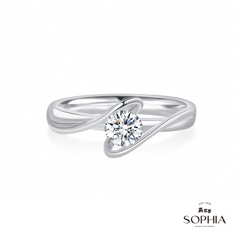 SOPHIA 蘇菲亞珠寶 - 彩帶 GIA 0.30克拉D_SI1 18K白金 鑽石戒指