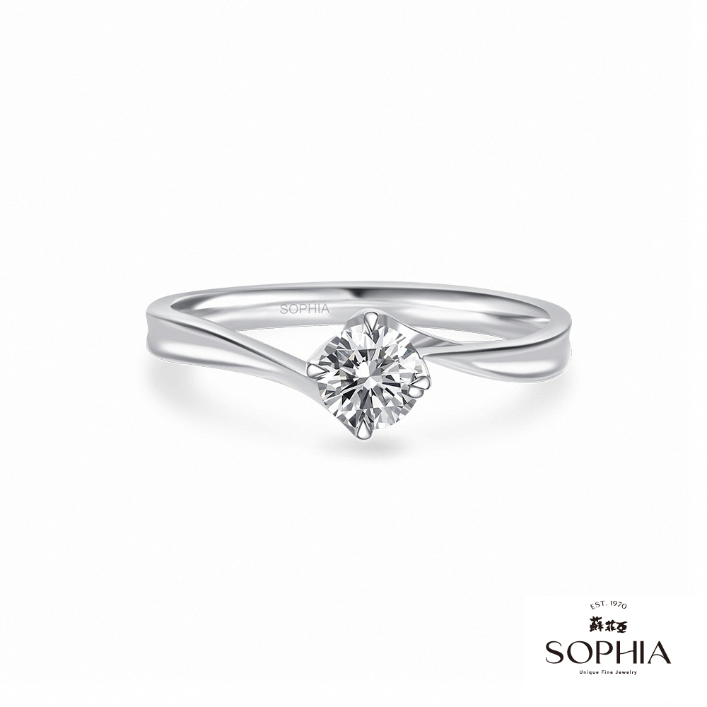 SOPHIA 蘇菲亞珠寶 - 對角四爪 GIA 0.30克拉D_SI1 18K白金 鑽石戒指