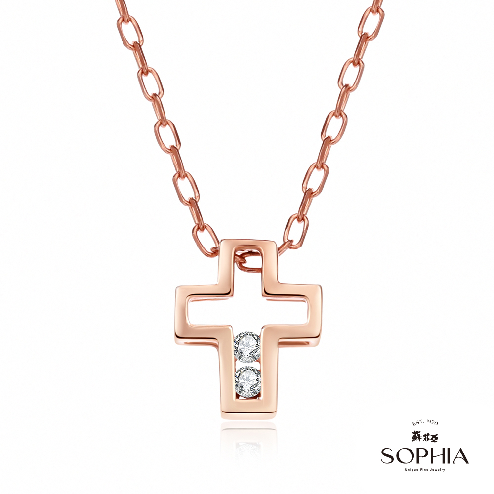 SOPHIA 蘇菲亞珠寶 - 愛的信仰 18K玫瑰金 鑽石項鍊