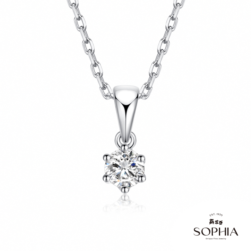 SOPHIA 蘇菲亞珠寶 - 經典六爪 14K白金 鑽石項鍊