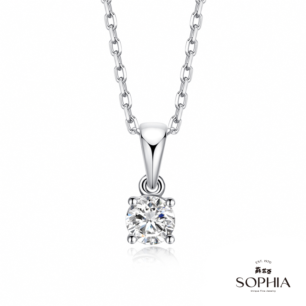 SOPHIA 蘇菲亞珠寶 - 經典四爪 10分 14K金 鑽石項墜