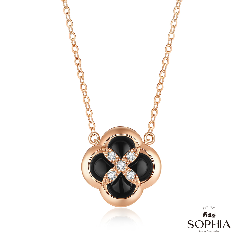 SOPHIA 蘇菲亞珠寶 - 艾米塔 18K玫瑰金 瑪瑙鑽石套鍊