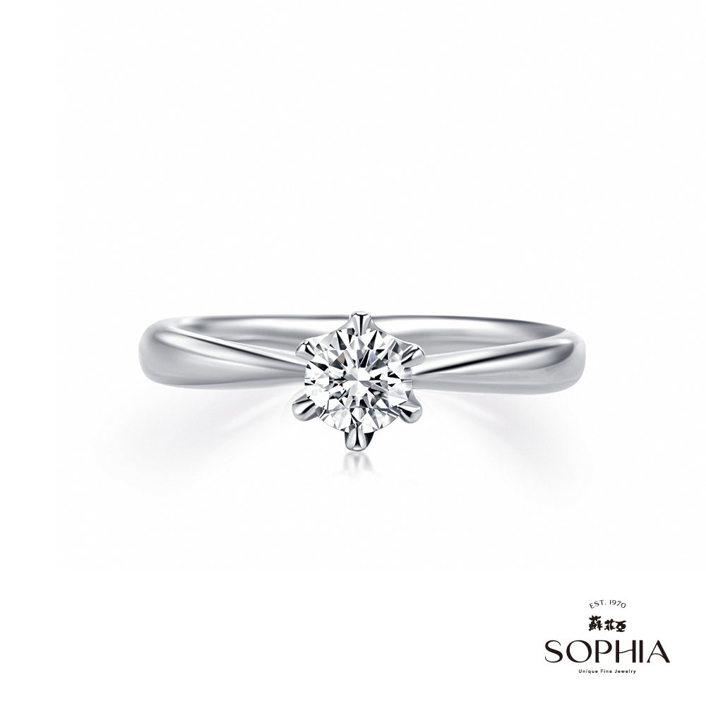 SOPHIA 蘇菲亞珠寶 - 經典六爪 0.30克拉 18K白金 鑽石戒指